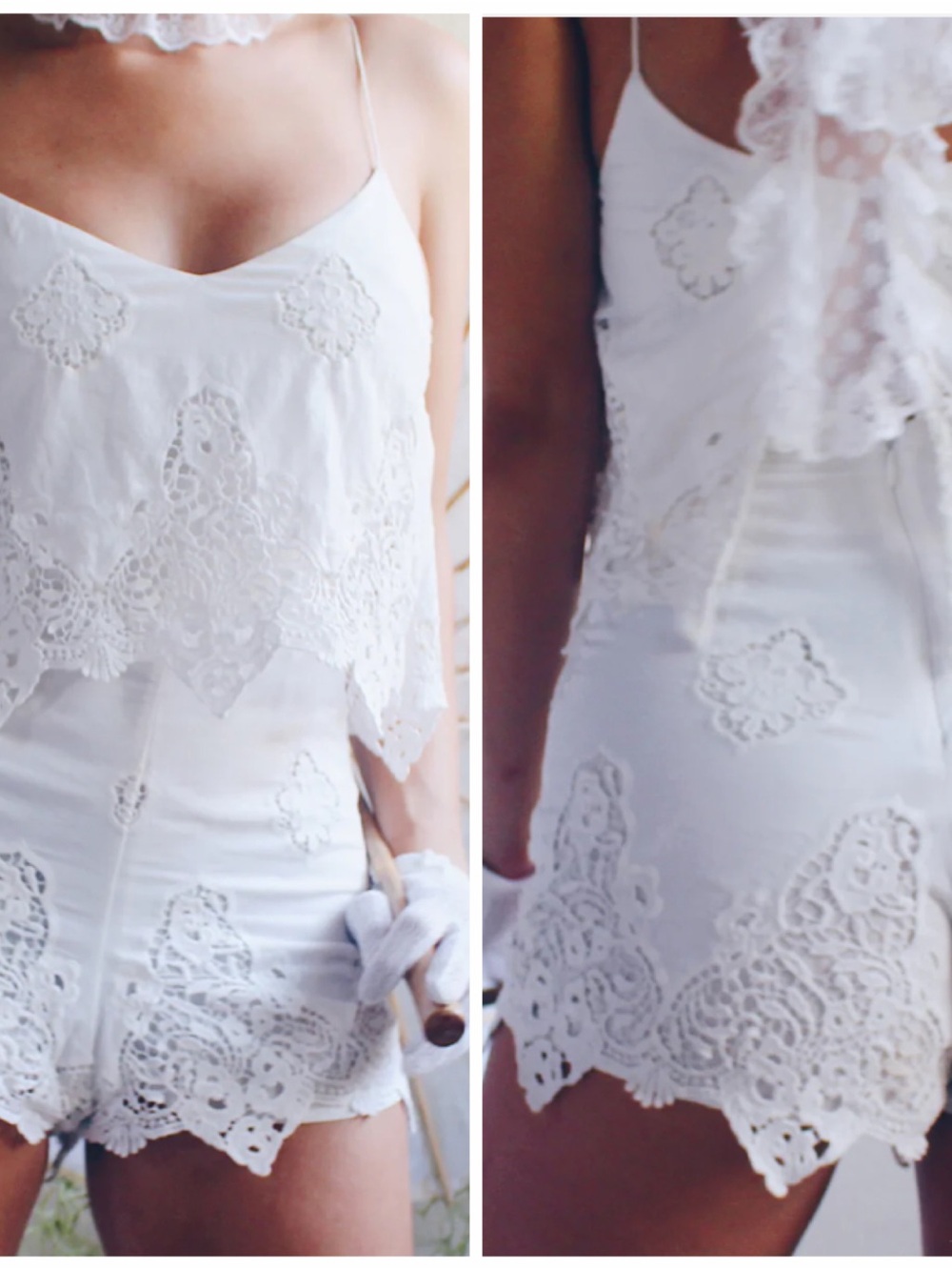 GRAY Saks Fifth Avenue White Lace Trim Shorts